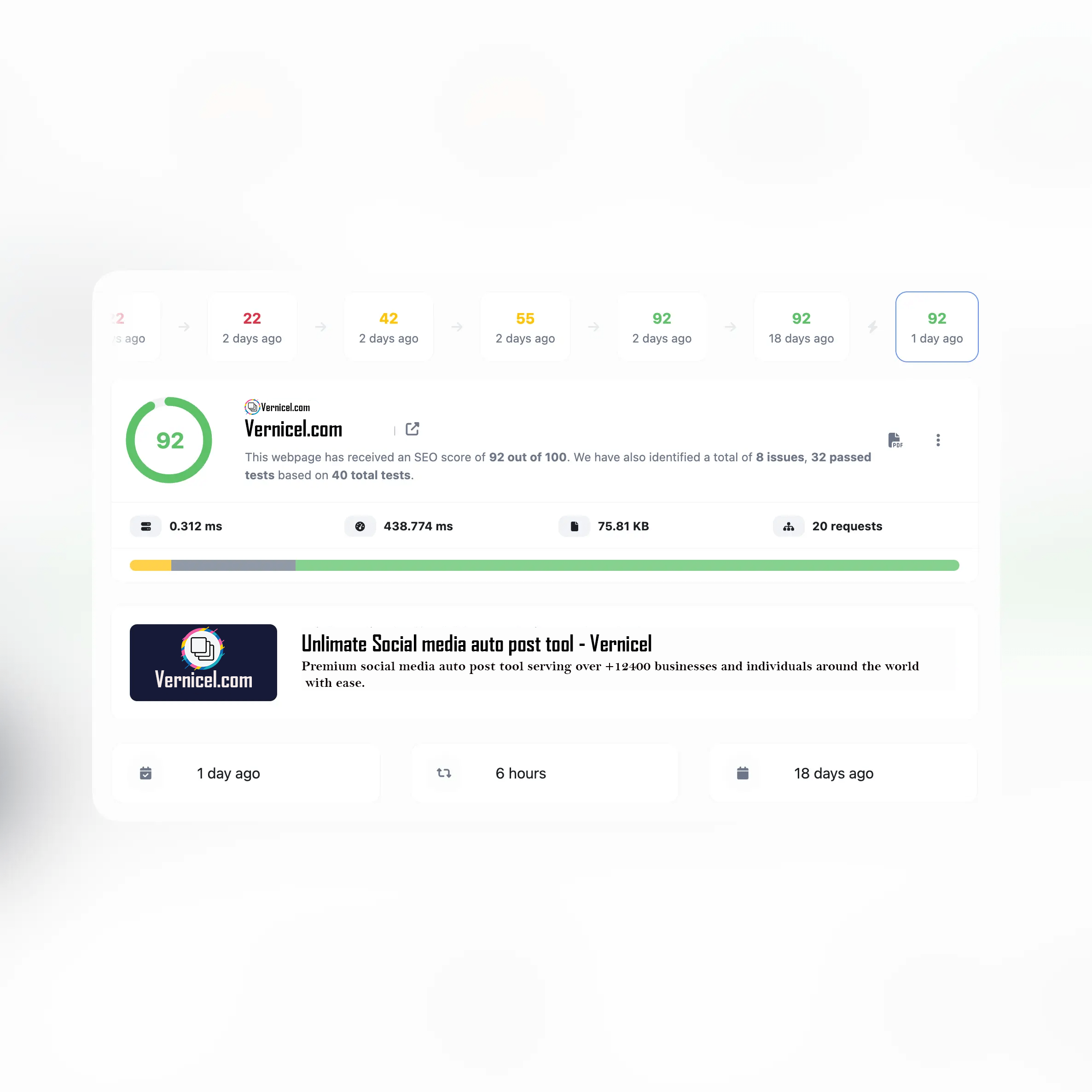 Screenshot of the app audit history tracking feature