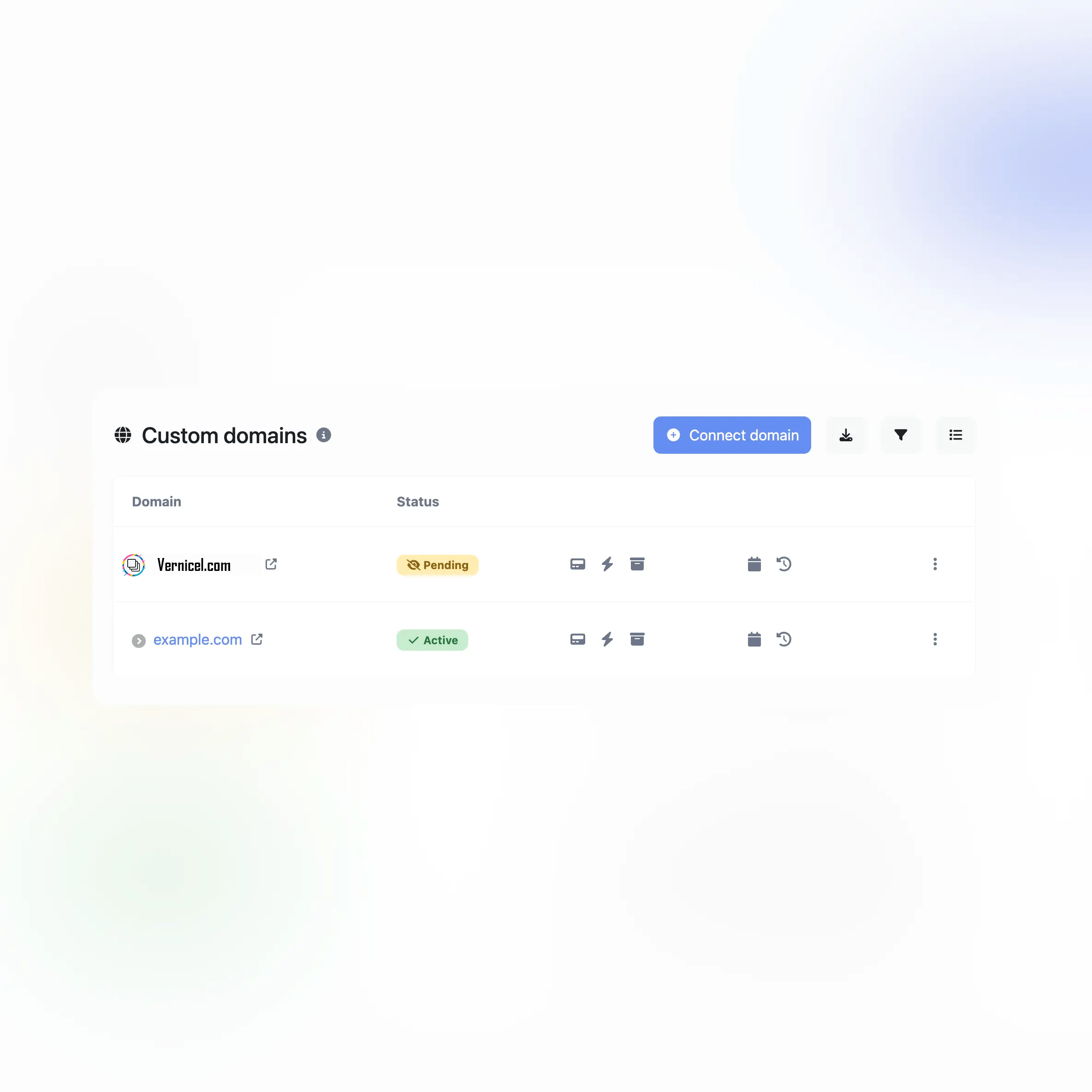 Screenshot of the app custom domains feature for audits
